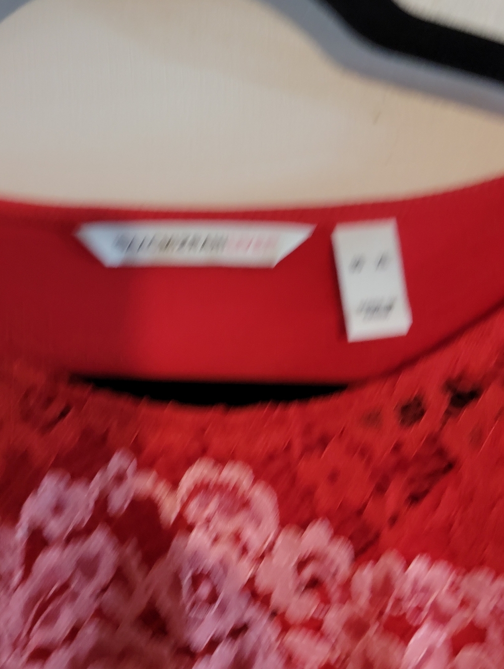 Isaac Mizrahi Red & Pink Lace Short-Sleeve Tunic Top NWOT - Picture 3 of 7